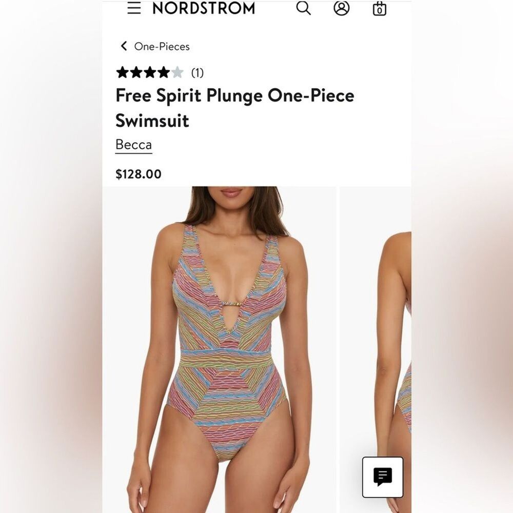 BECCA Free Spirit Plunge One-Piece Swimsuit NWT